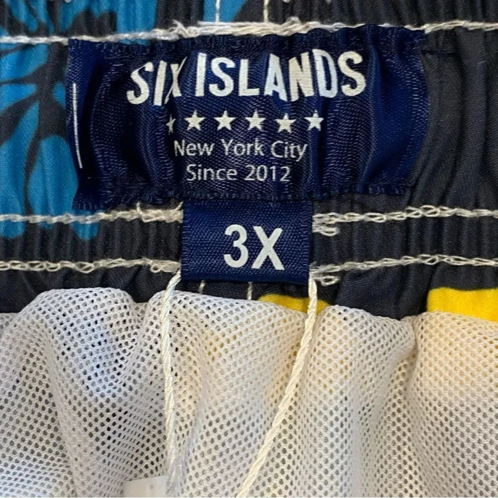 SIX ISLANDS Mens Swim Trunks Recycled Plastic Fabric Size 3XL